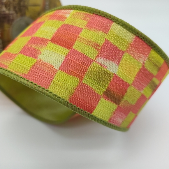 MACKENZIE-CHILDS Tulip Check Wired Ribbon 2" Two (2) Yards Retired - Picture 4 of 4